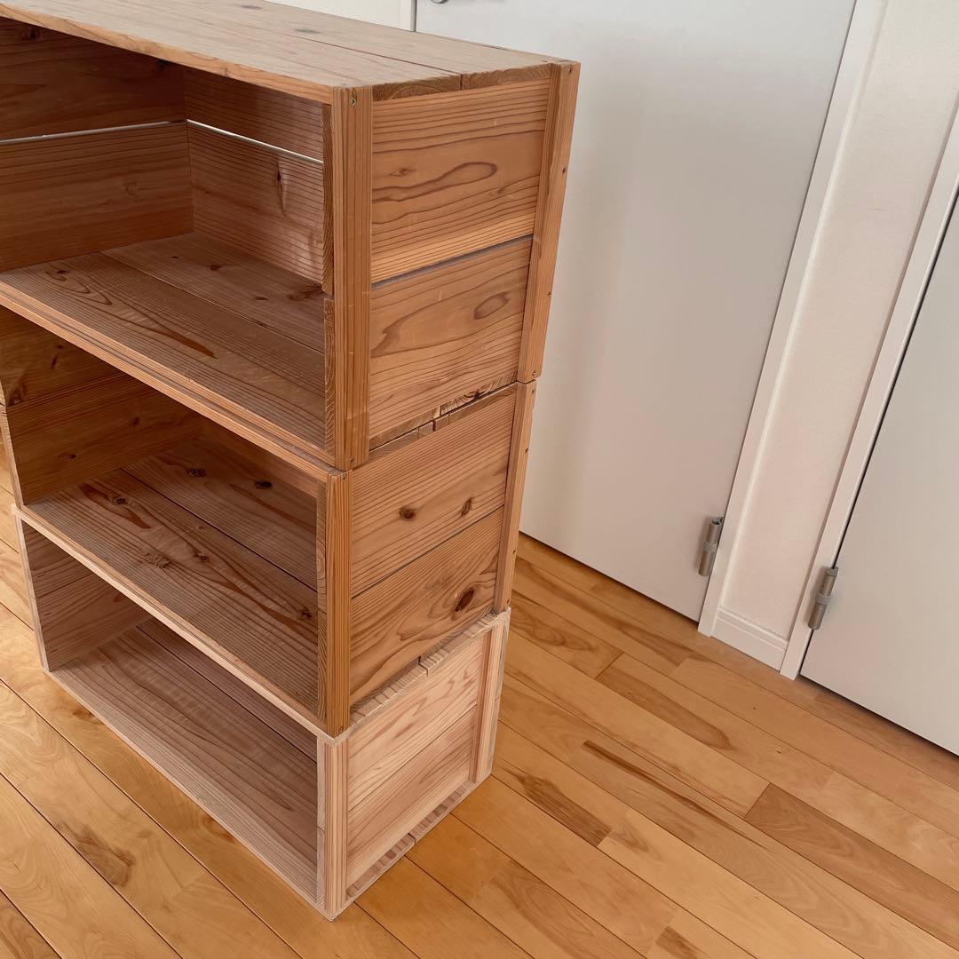 イエノlabo りんご箱　本棚　シェルフ　木製　3点セット　中古