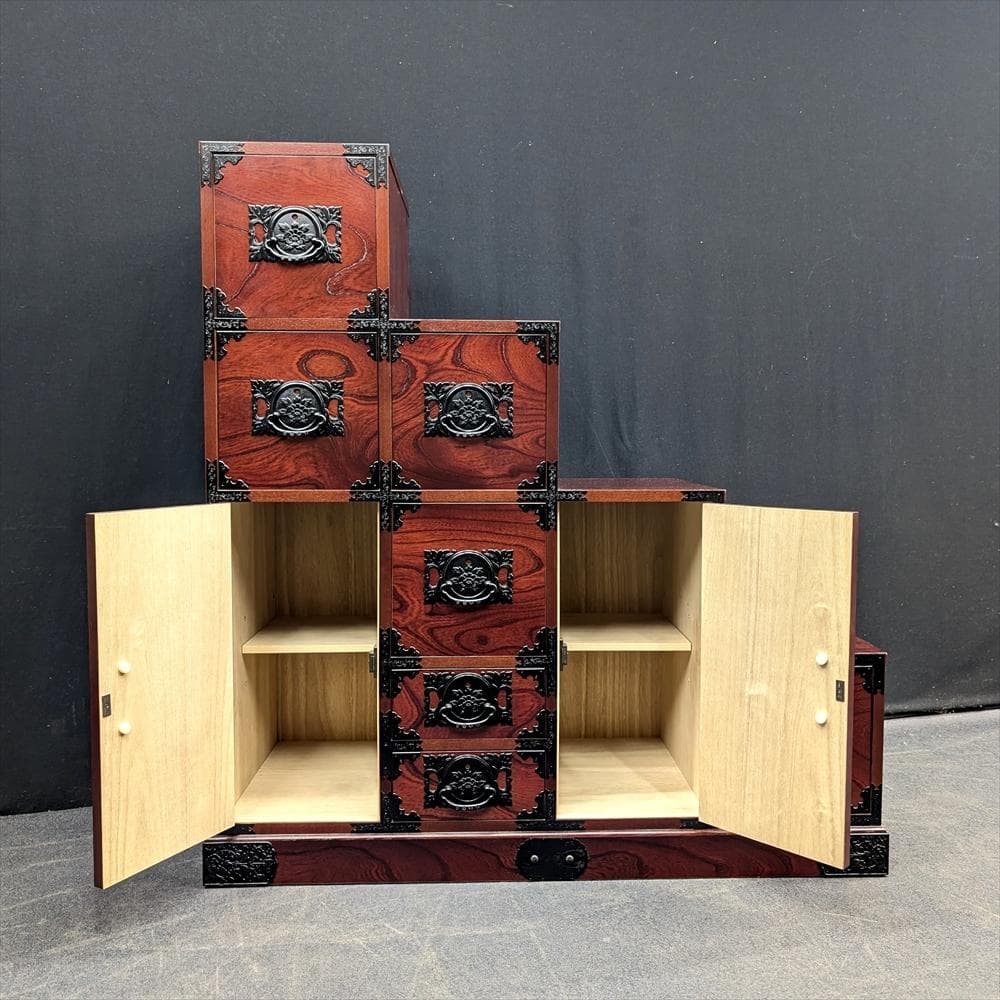 展示品　飛鳥工芸家具　欅箪笥　欅 ケヤキ材　階段箪笥　整理箪笥　タンス民藝