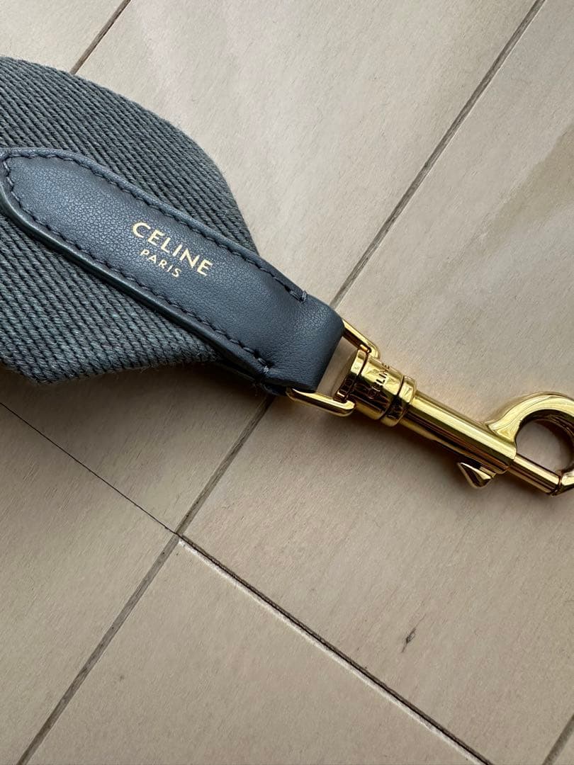 CELINEジャカード ロングストラップ / グレー　美品