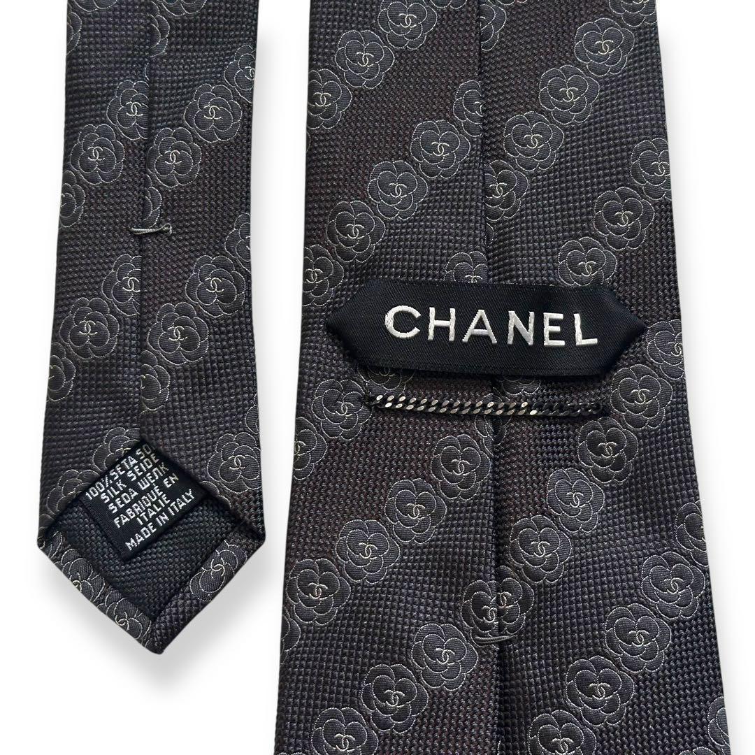 美品✨CHANEL ネクタイ　シャネル ココマーク　カメリア　ジャガード【D】