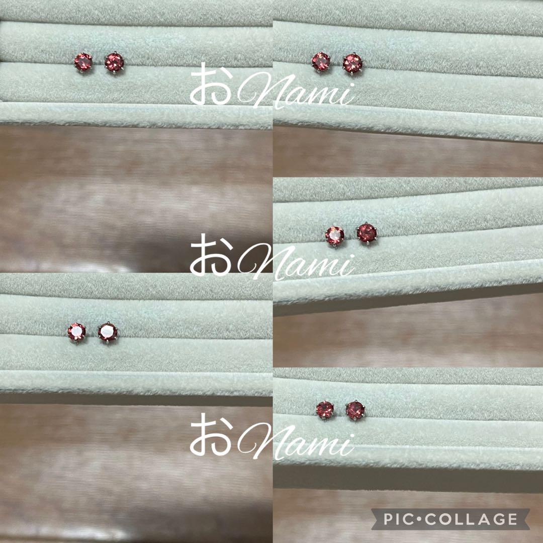 片耳ロンドンブルートパーズ・2CZ・25ピンクガーネット・3ブラウンダイヤモンド