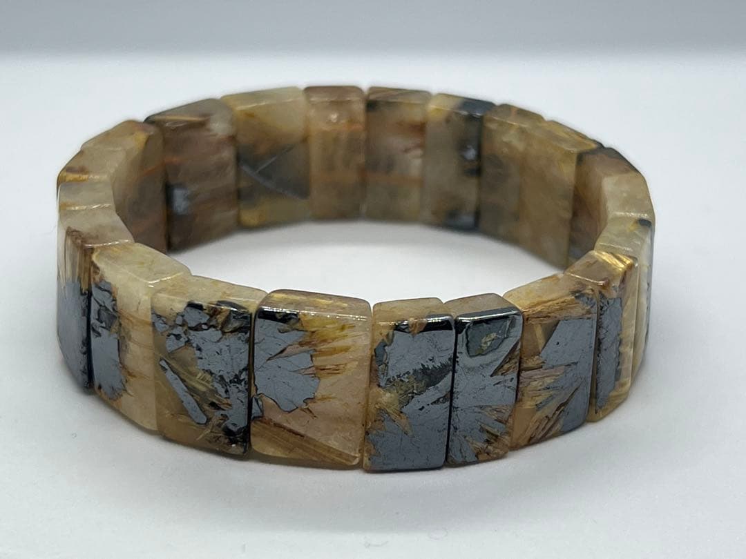 ひ*よ様 ①ゴールドルチルクォーツ太陽放射ルチルバングルブレスレット