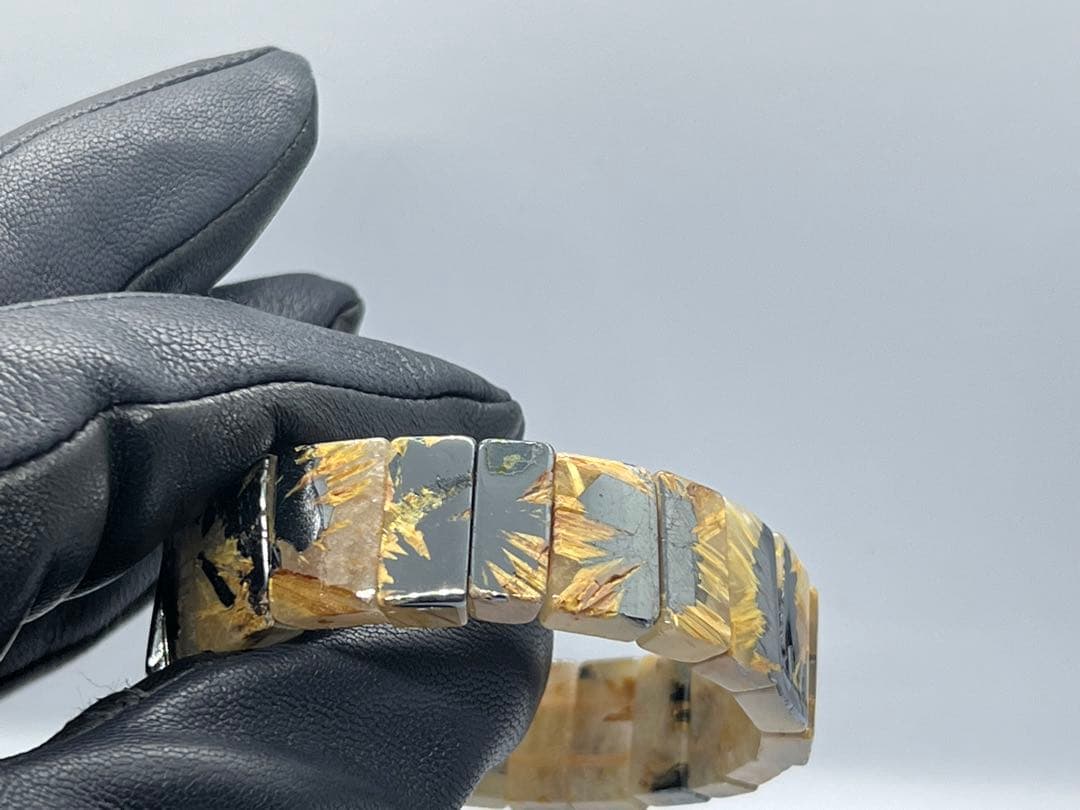 ひ*よ様 ①ゴールドルチルクォーツ太陽放射ルチルバングルブレスレット