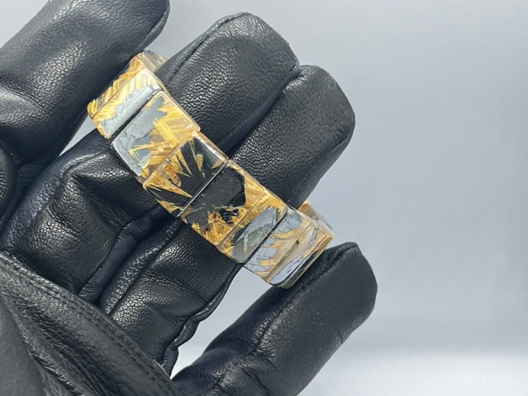 ひ*よ様 ①ゴールドルチルクォーツ太陽放射ルチルバングルブレスレット