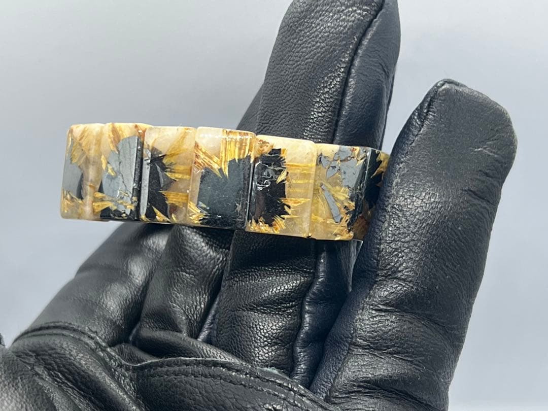 ひ*よ様 ①ゴールドルチルクォーツ太陽放射ルチルバングルブレスレット