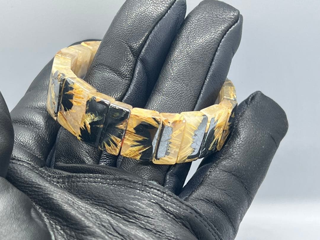 ひ*よ様 ①ゴールドルチルクォーツ太陽放射ルチルバングルブレスレット