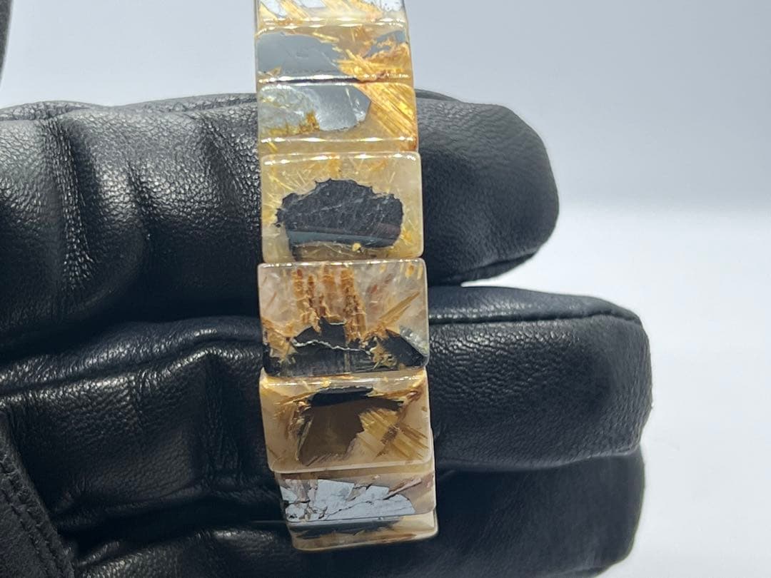 ひ*よ様 ①ゴールドルチルクォーツ太陽放射ルチルバングルブレスレット