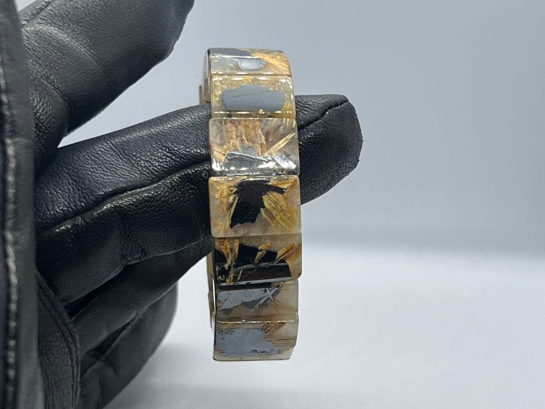 ひ*よ様 ①ゴールドルチルクォーツ太陽放射ルチルバングルブレスレット