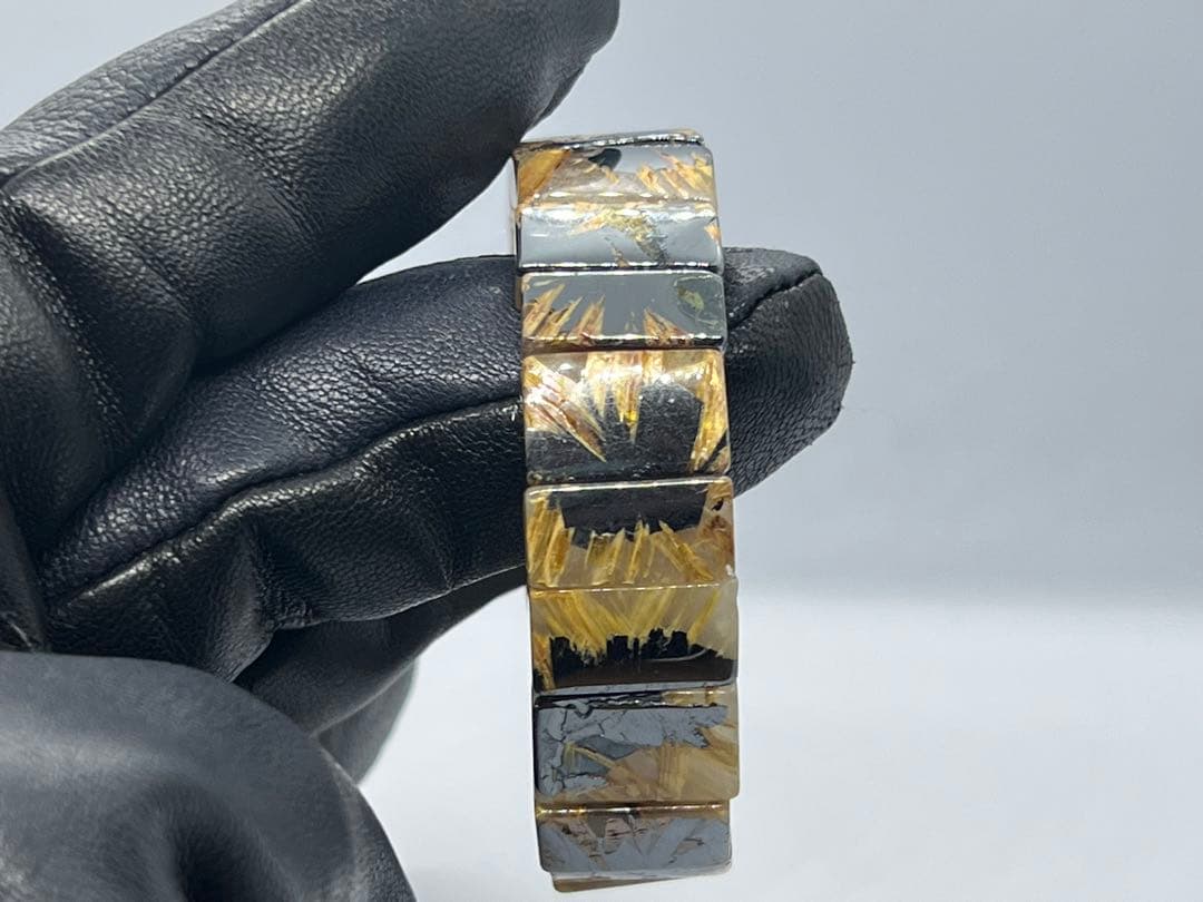 ひ*よ様 ①ゴールドルチルクォーツ太陽放射ルチルバングルブレスレット