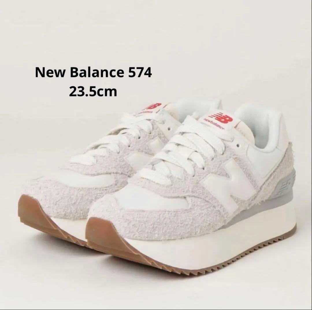 美品★New Balance 574 ホワイト スニーカー 厚底