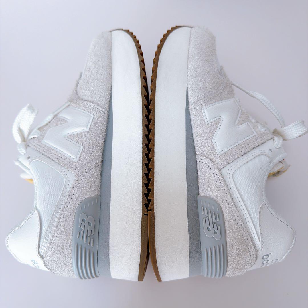 美品★New Balance 574 ホワイト スニーカー 厚底