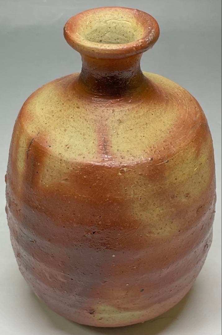 人間国宝　伊勢崎淳　備前緋襷徳利　備前焼　共箱(四方桟盛蓋) 栞　d1194