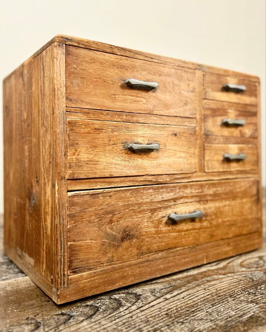 美品　小引き出し 箪笥 木製 昭和初期 古家具 無垢材 道具箱 収納棚