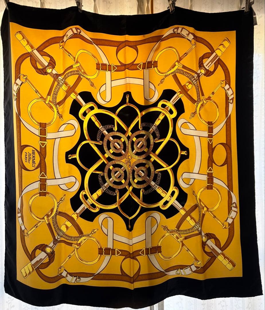 エルメスHERMES カレ90 Eperon d'or 黄金の拍車 シルク