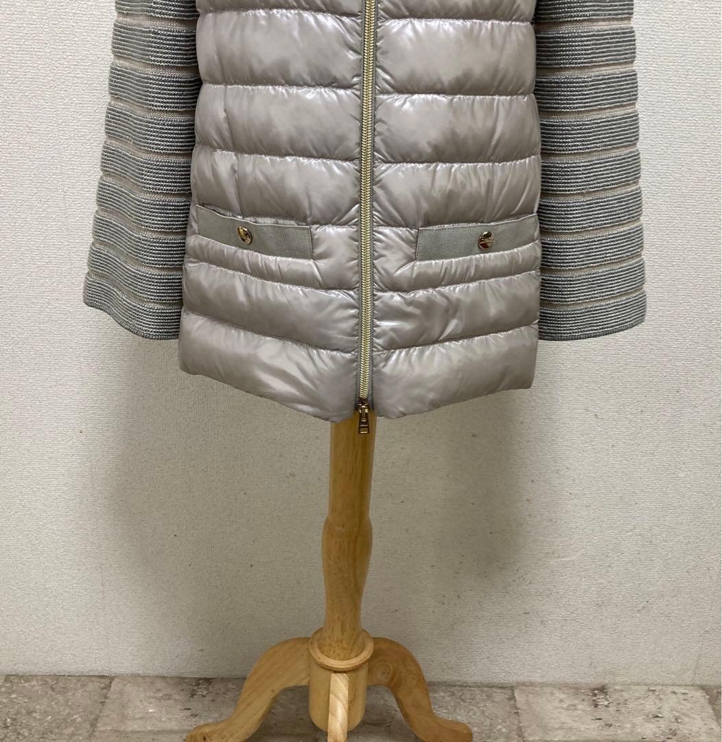 希少　ヘルノ　HERNO ショートダウン　40 グレー　ロゴ付　袖ニット　超軽量