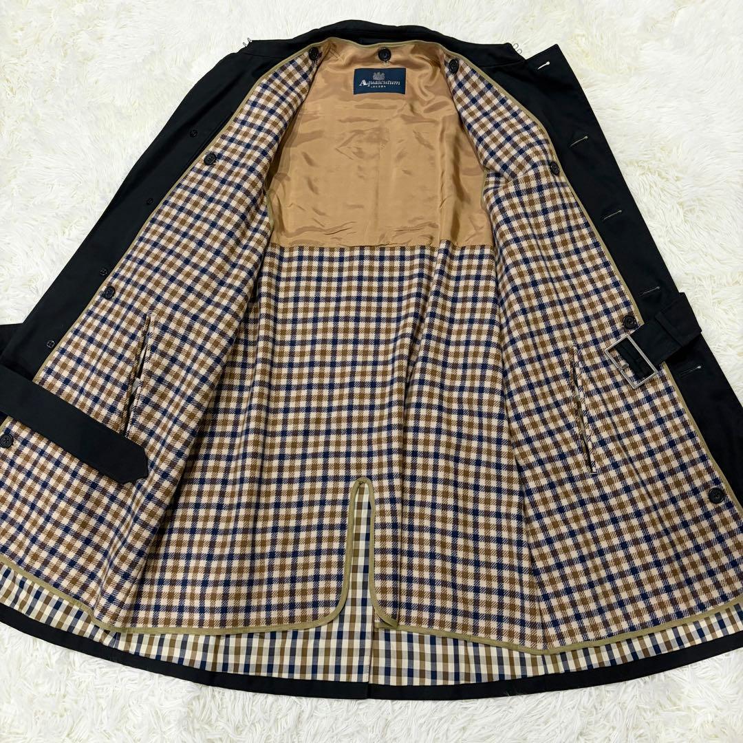 【美品】アクアスキュータム ステンカラーコート ロング ベルト ライナー 黒 S