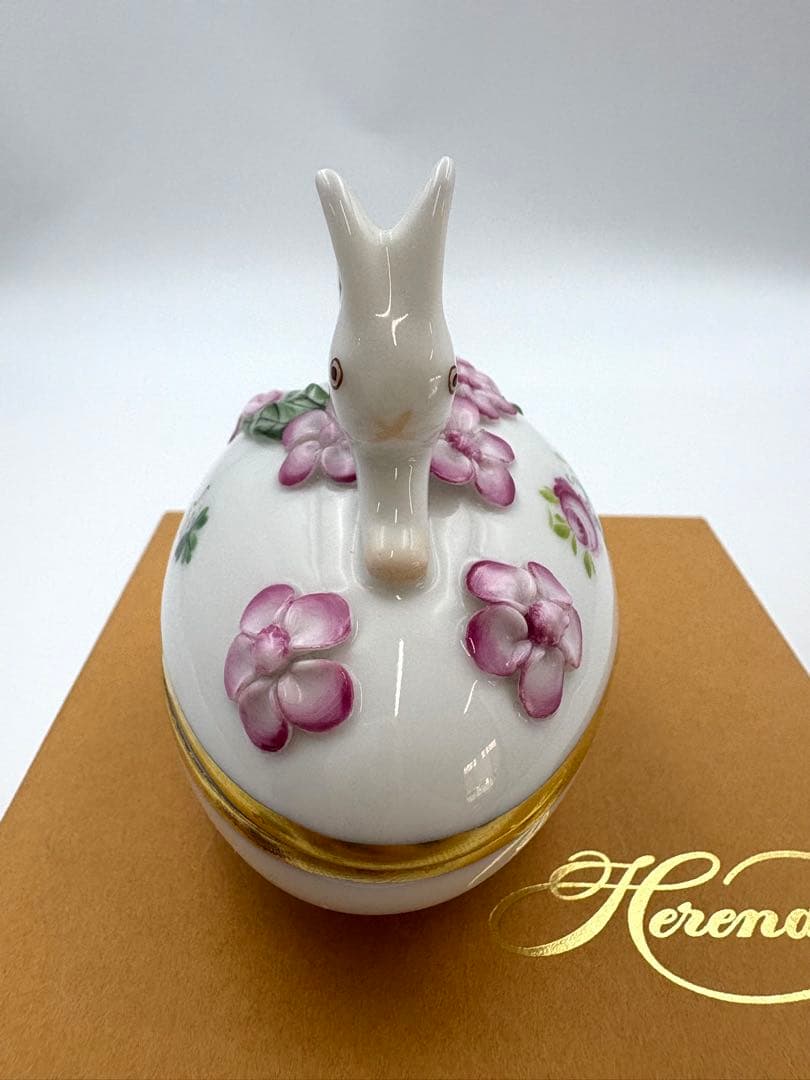 Herend ヘレンド ウィーンの薔薇　シンプルボンボン入れ　卵形　小物入れ箱付