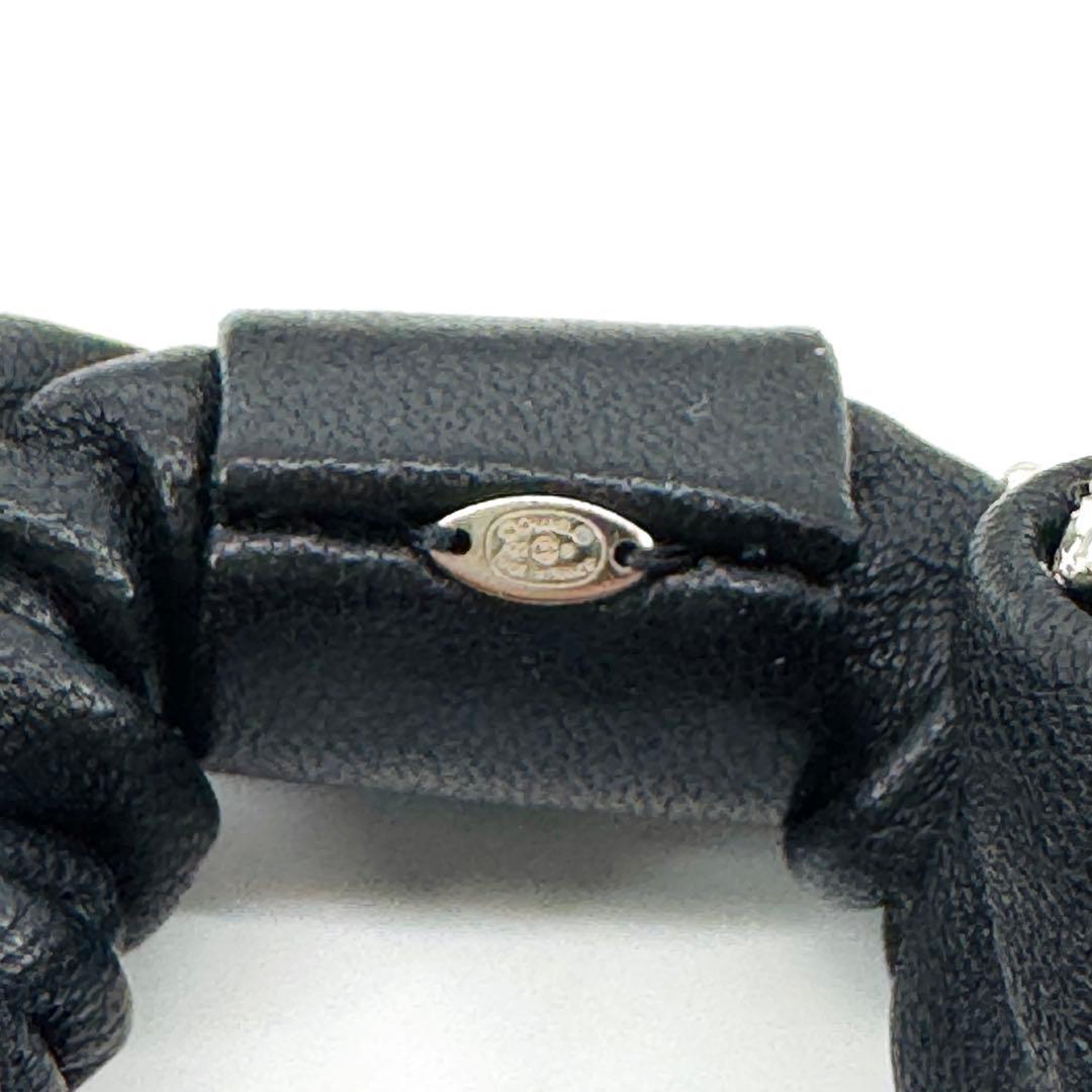 CHANEL シャネル ラムスキン ラインストーンシュシュ ヘアゴム