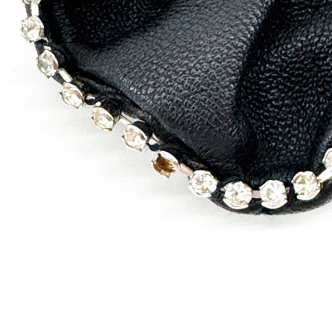 CHANEL シャネル ラムスキン ラインストーンシュシュ ヘアゴム