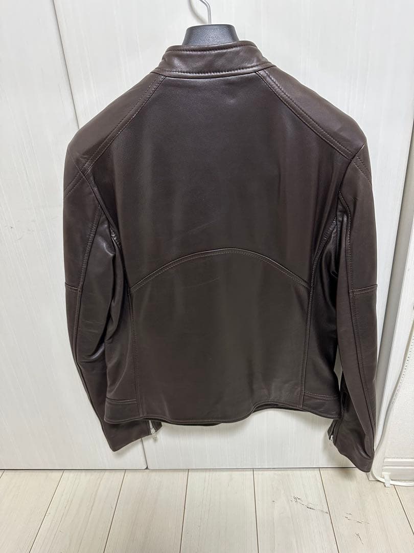 美品BEAMS QUATTROCCHIシープスキンライダースジャケット ブラウン