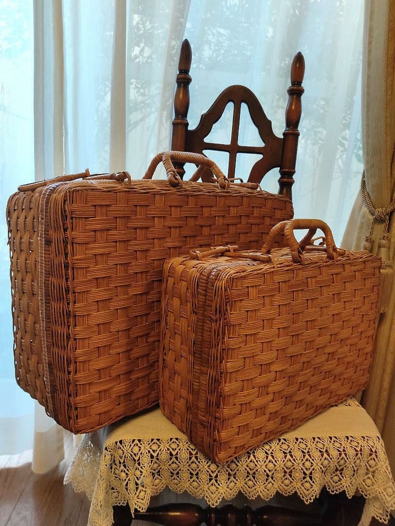 バスケット　カゴ　かご　籐　ラタン　ヴィンテージ