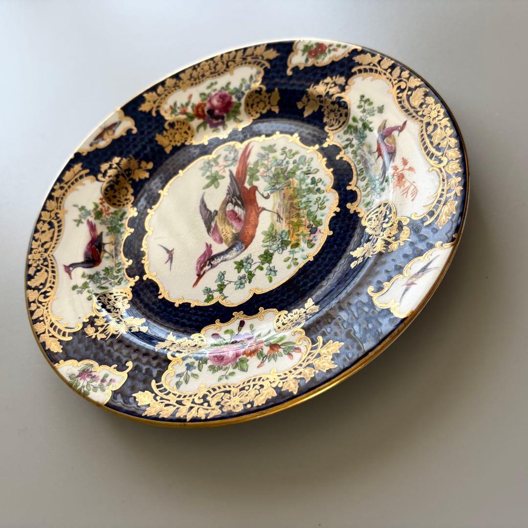 英国製アンティーク　1870年代　Booths 鳥絵金彩　【稀少品・美術品】
