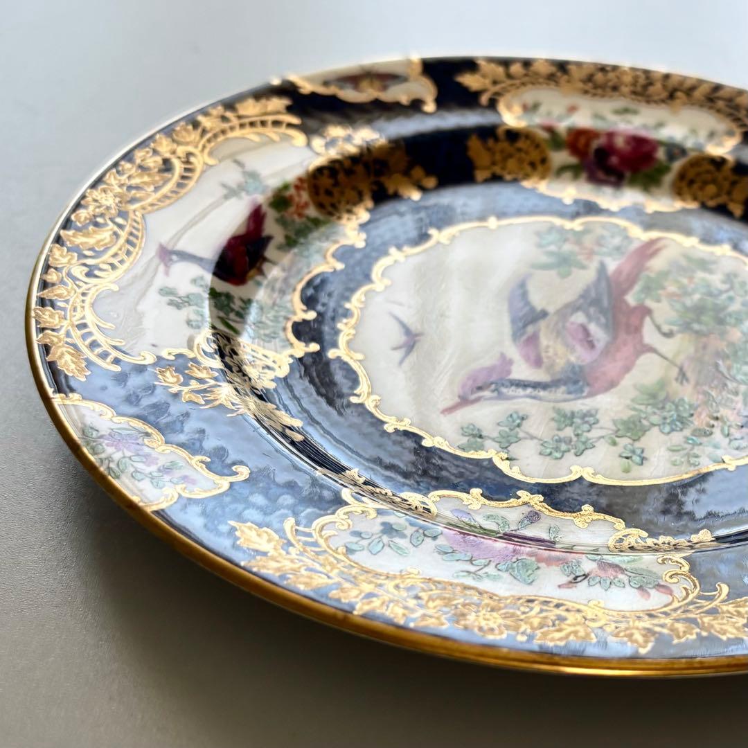 英国製アンティーク　1870年代　Booths 鳥絵金彩　【稀少品・美術品】