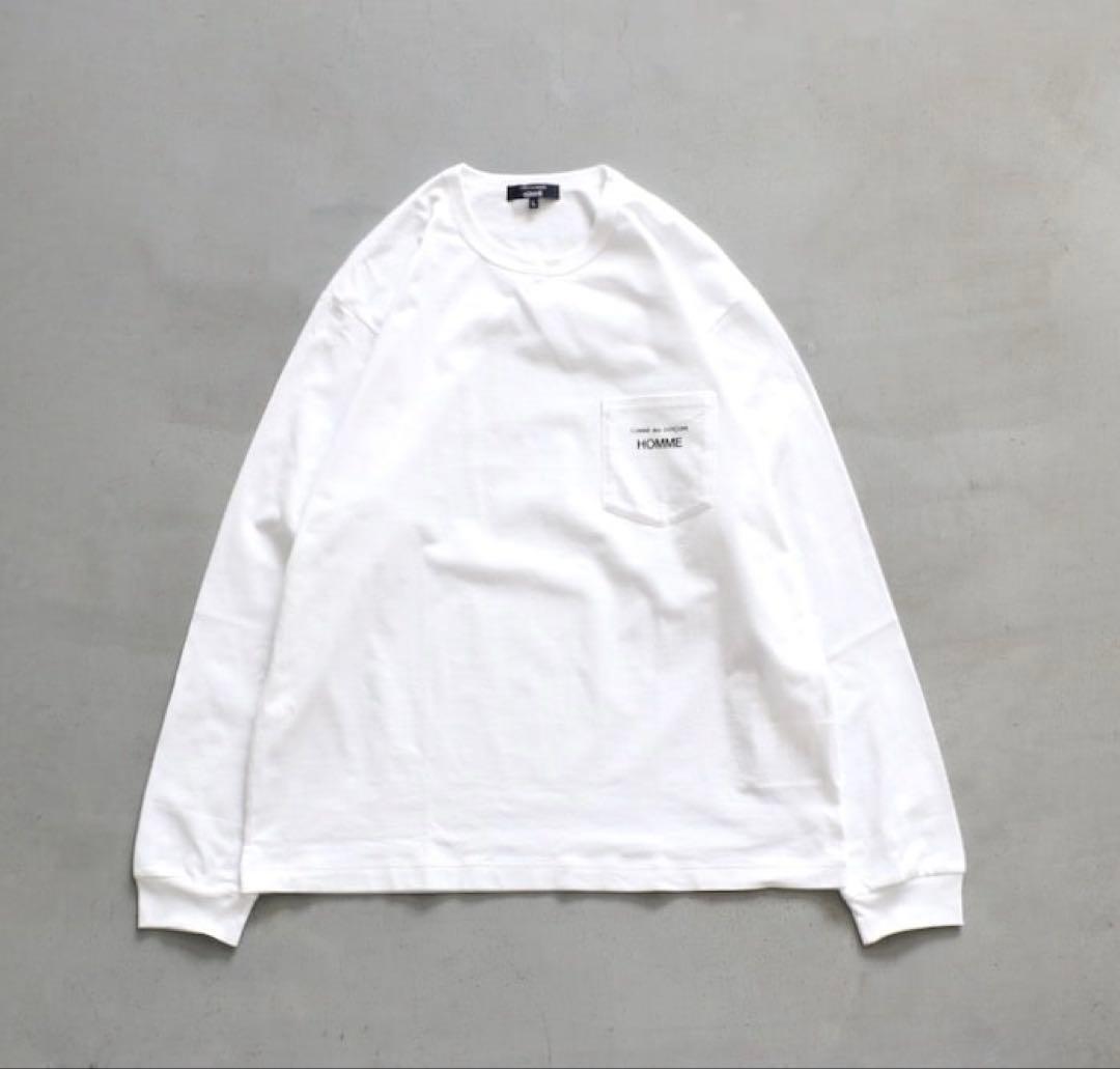 新品 コムデギャルソンオム　ロンT 白 サイズL