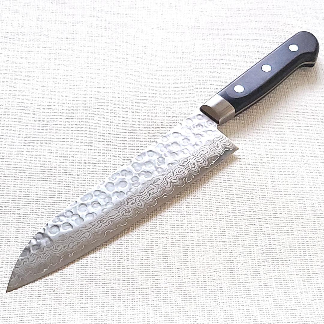 T*ツ様 日本製 VG10 ダマスカス 三徳包丁185mm 黒柄 G1756E