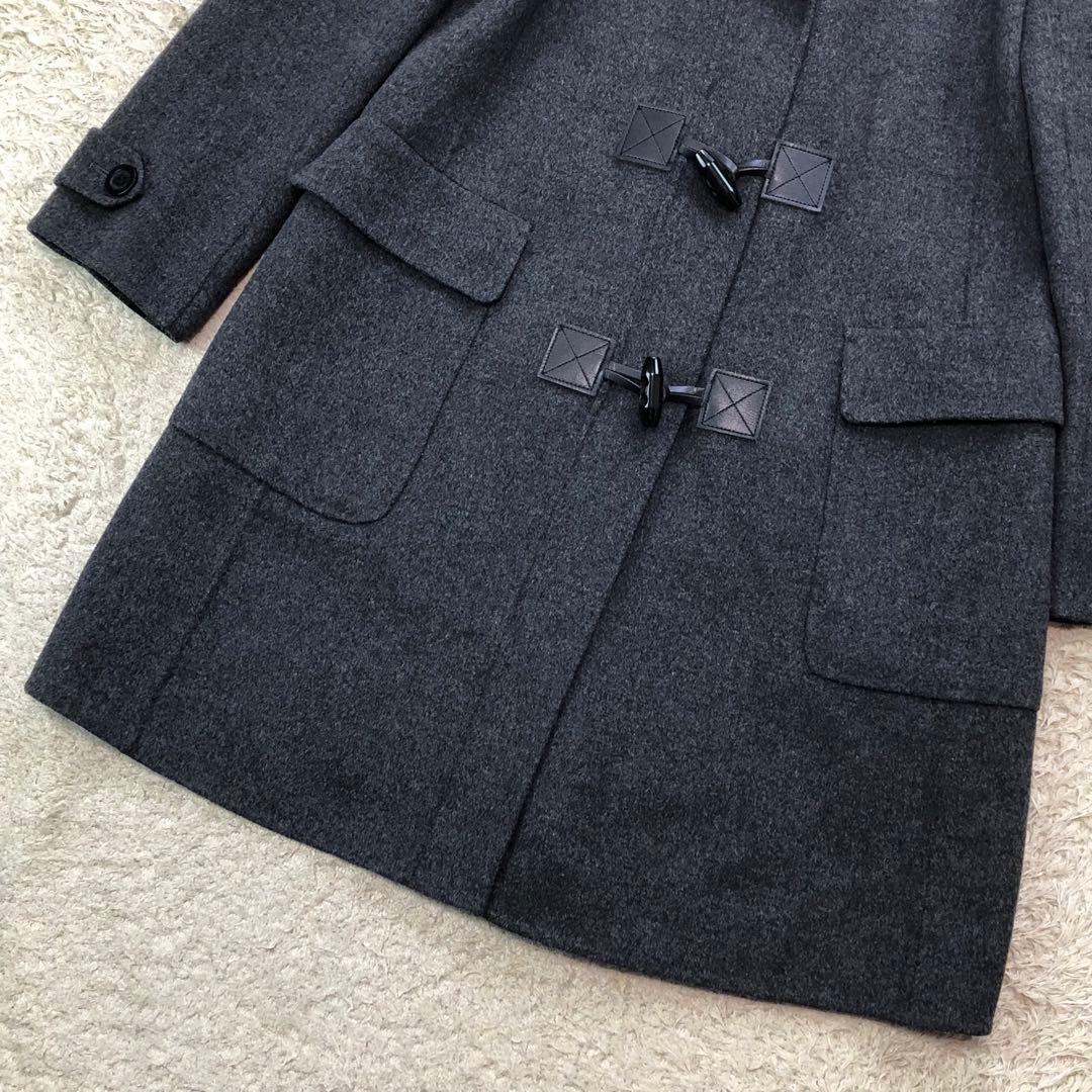 23区 ダッフルコート ウール混 裏地チェック ロング フード 40 L グレー