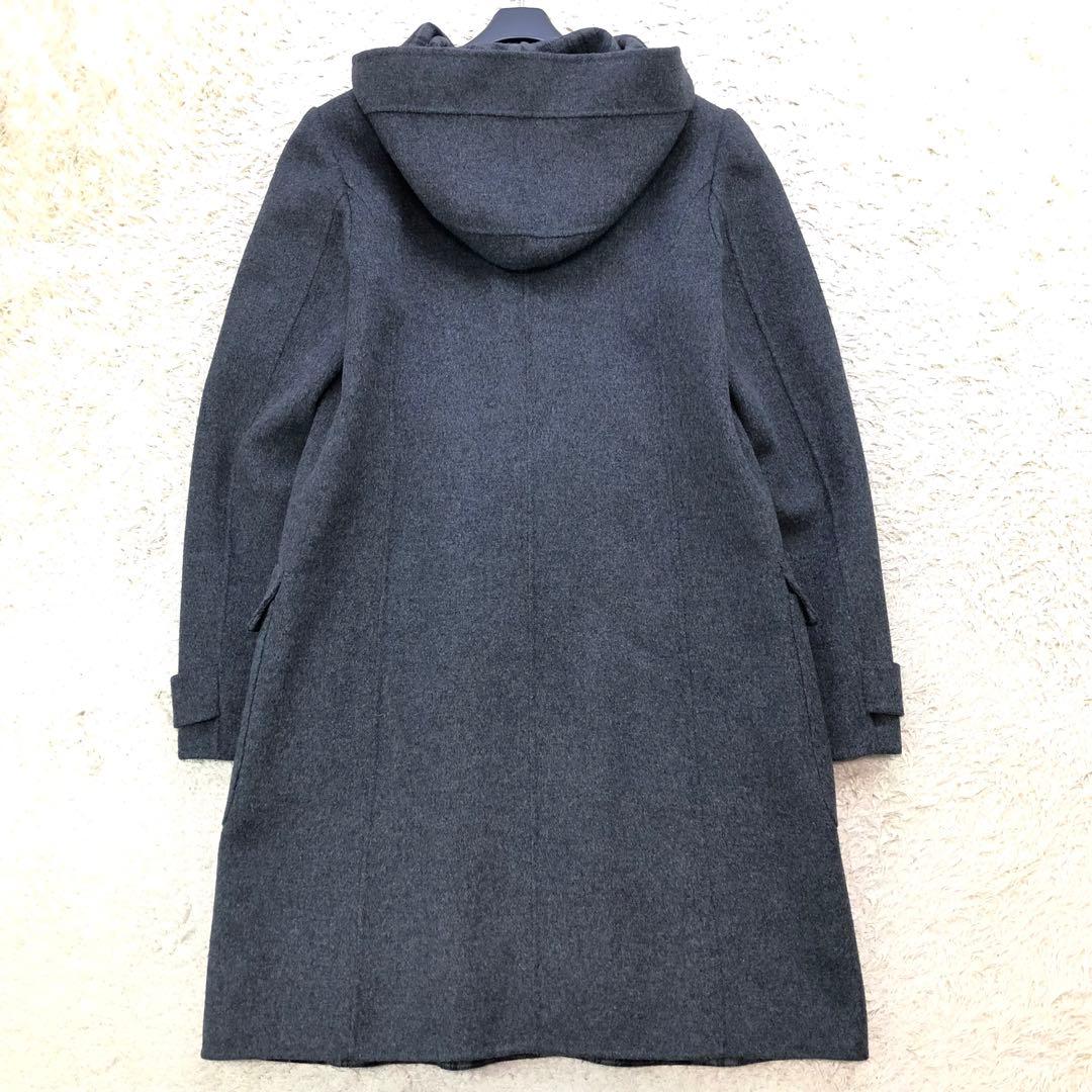 23区 ダッフルコート ウール混 裏地チェック ロング フード 40 L グレー