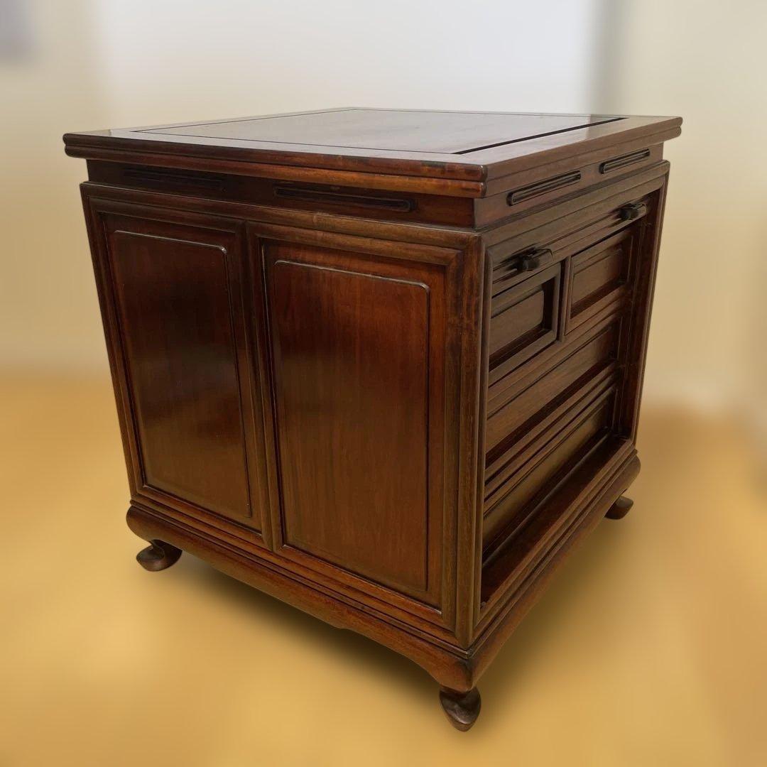 【美品】唐木家具 蛇腹扉•収納付ミニチェスト ヴィンテージ