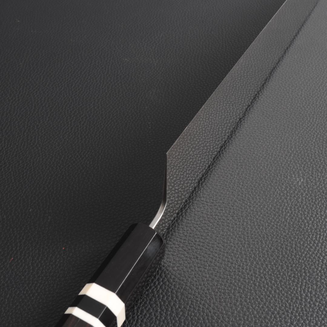 10431 切付型牛刀 尺寸 両刃 刺身包丁 洋包丁 黒檀黒水牛角白三本巻八角柄