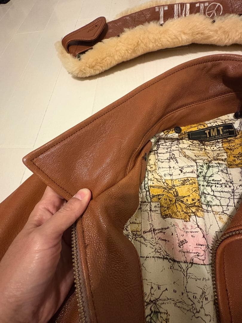 【極美品】TMTゴートレザーフライトジャケット 着用画像あり