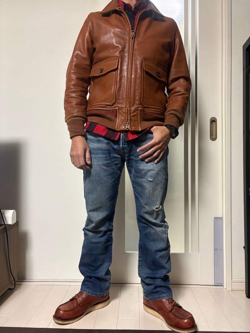 【極美品】TMTゴートレザーフライトジャケット 着用画像あり