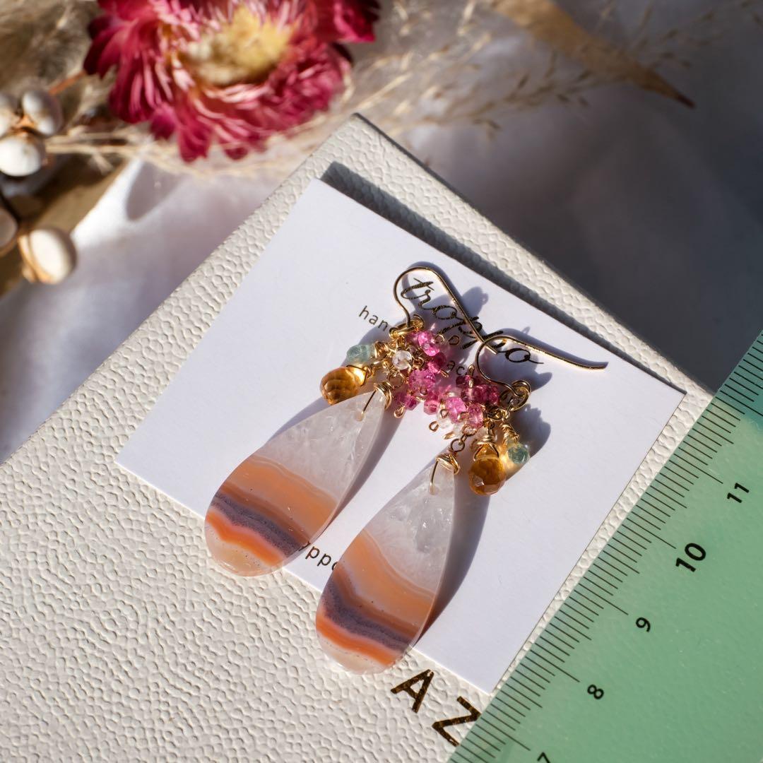 14kgfティモールアゲートピアス/イヤリング