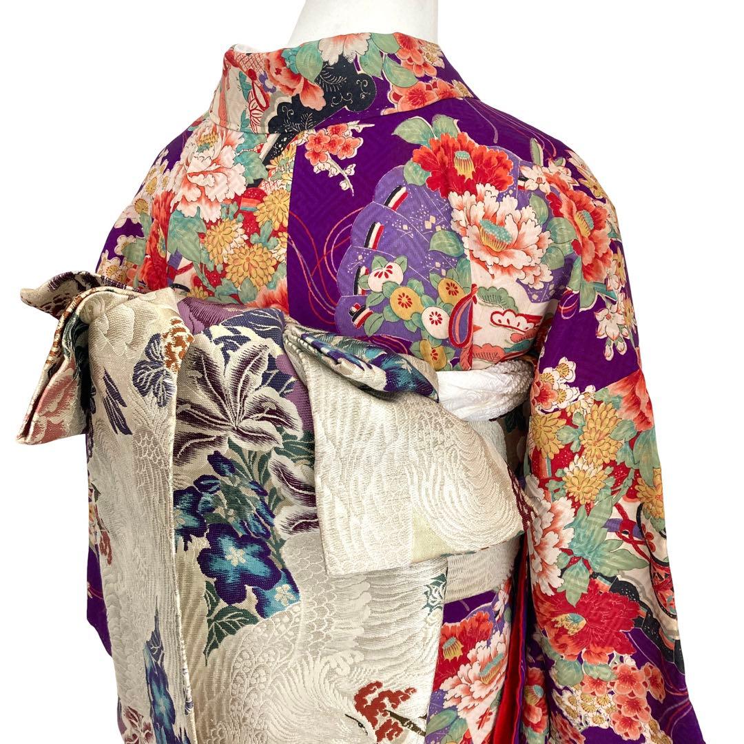 ジュニア 子供着物 昭和レトロ 大正ロマン アンティーク着物 NO132