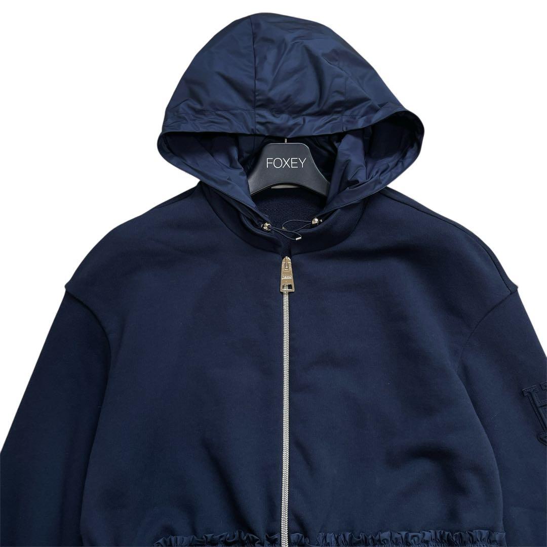 未使用級✨現行デザイン✨HERNO フーデットコート　異素材コンビ　ネイビー