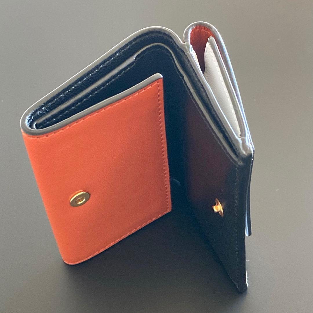 【廃盤モデル】マルニ 三つ折り財布 RUST/CLOUD オレンジ×ホワイト