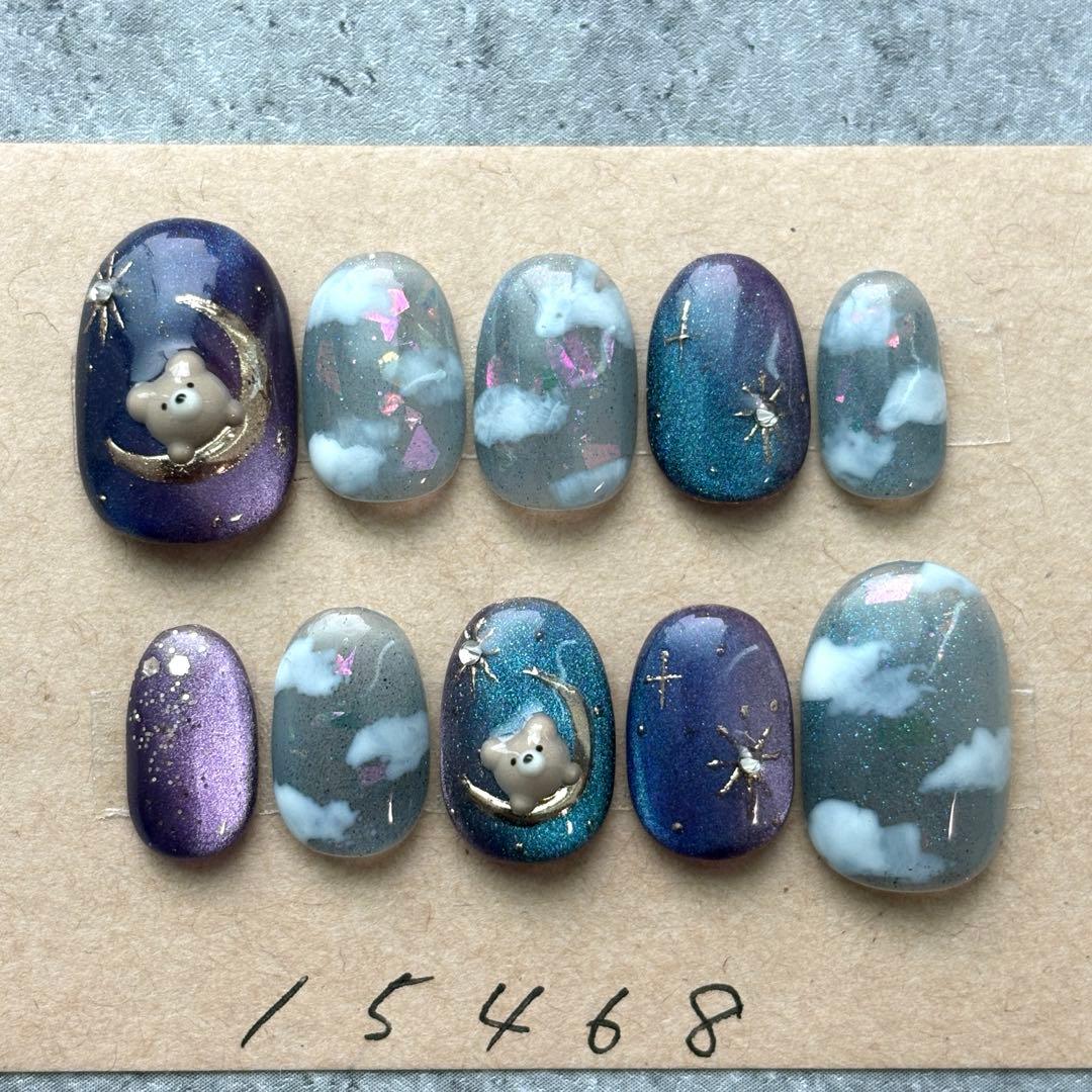 ネイルチップニュアンスクッキーひょっこりくまカフェラテ944