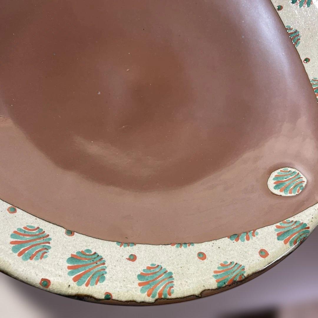 優品大作！！濱田友緒　柿釉赤絵大皿　共箱