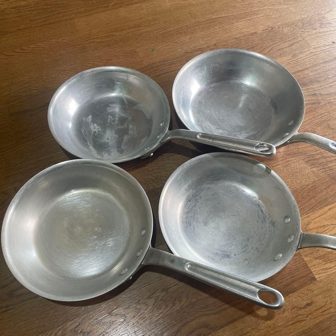 パスタ作りに最適♪AKAOアルミ製フライパン 4個セット 21cm 24cm