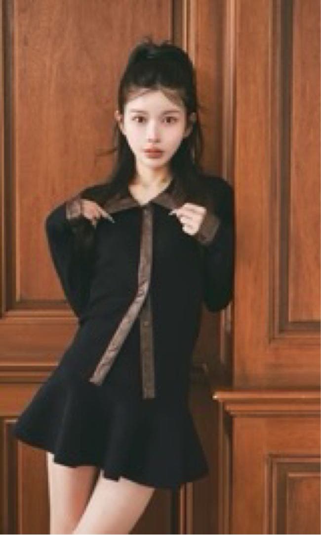 ダーリッチ　ロゴレザーニットトップス