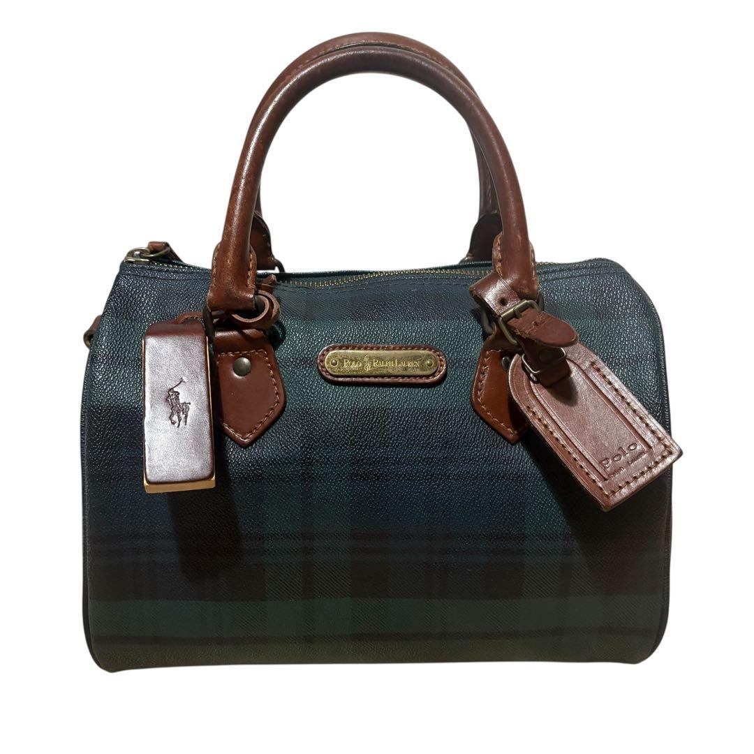 ✨️美品 ポロラルフローレン ミニボストンバッグ ブラックウォッチ PVCレザー