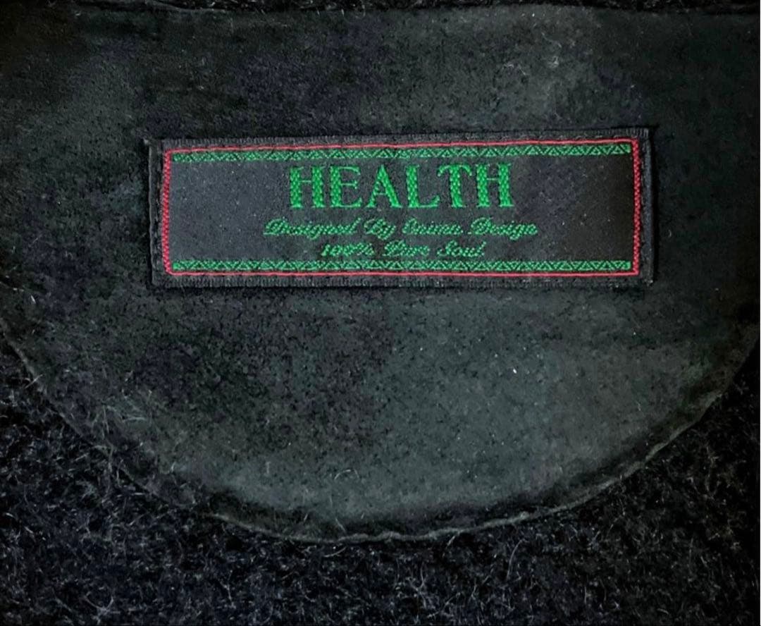 【美品】HEALTH 黒モヘアカーディガン　エルボーパッチ付き クリーニング済み