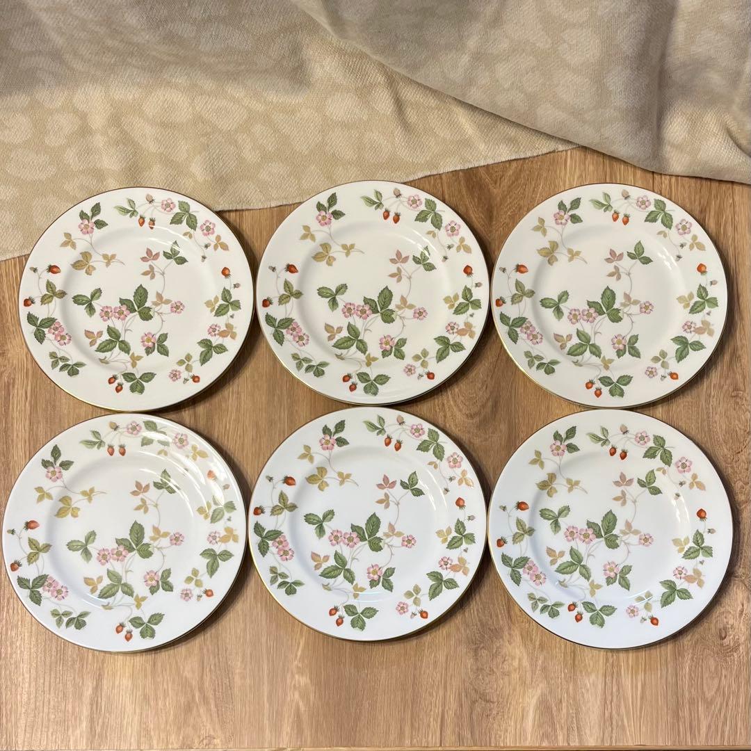  ワイルドストロベリー 18cmプレート6枚セット黒壺