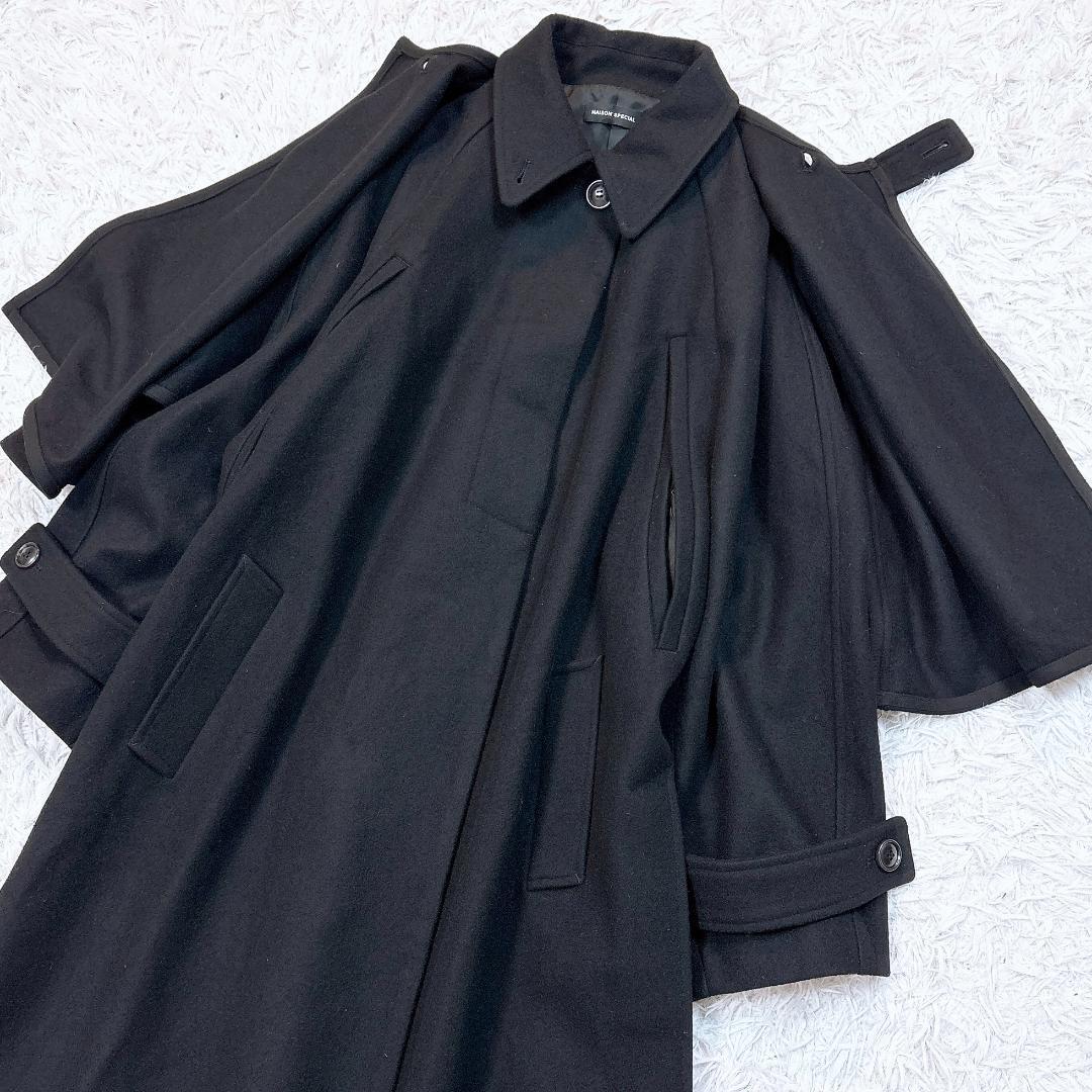 大人気【美品】メゾンスペシャル ケープコート 3way ポンチョ 希少色ブラック