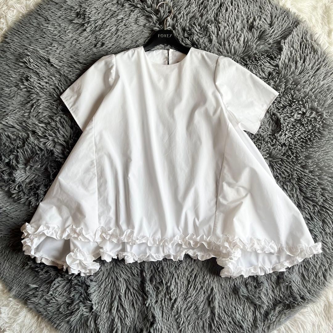 美品 オーガ OHGA 裾フリル半袖ブラウス FRILL BLOUSE 近年
