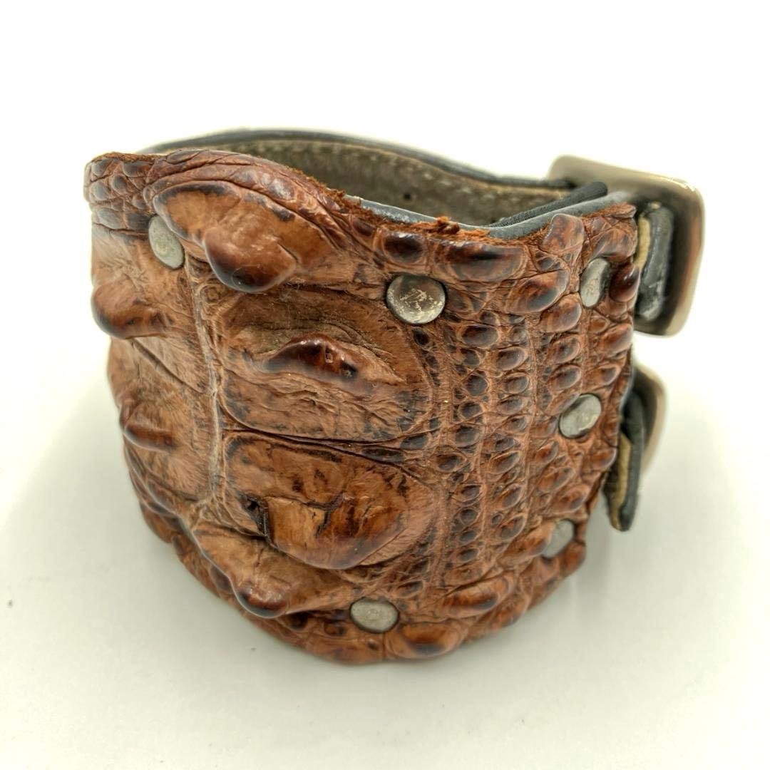 公*o様 【希少】KMRII　レザーブレスレット ダブルバックル クロコ型押し