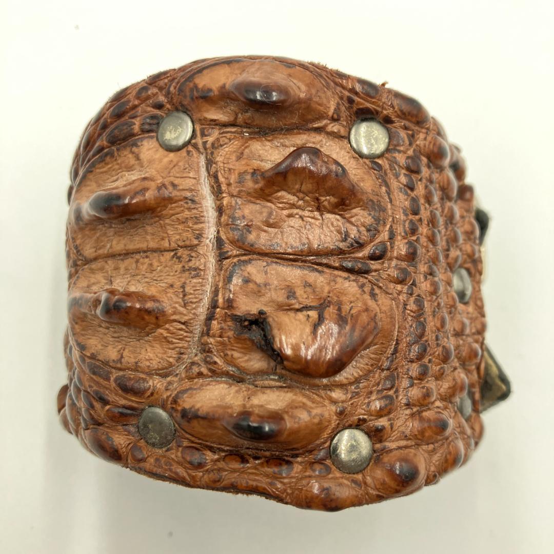 公*o様 【希少】KMRII　レザーブレスレット ダブルバックル クロコ型押し